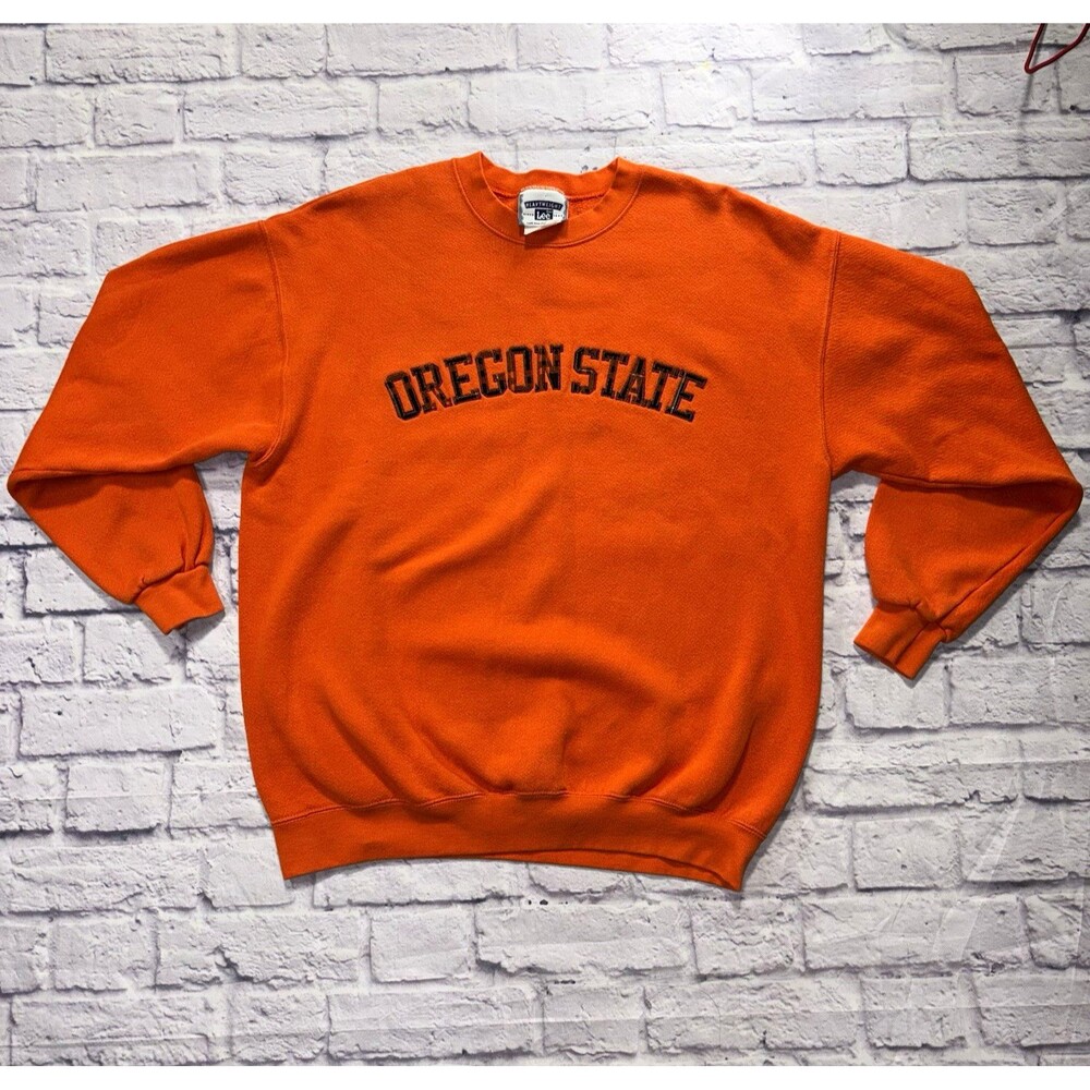 Vintage 90s Lee Heavyweight Oregon State Crewneck XL Orange Made USA